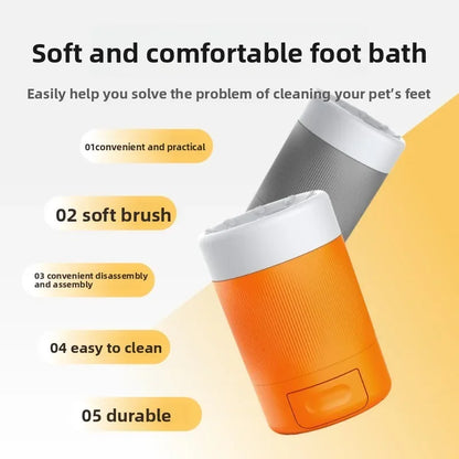 Semi Automatic Pet Paw Cleaner Cup with Soft Silicone Brush for Dogs Cats， Portable Foot Washer for Muddy Paws Quick Cleaning