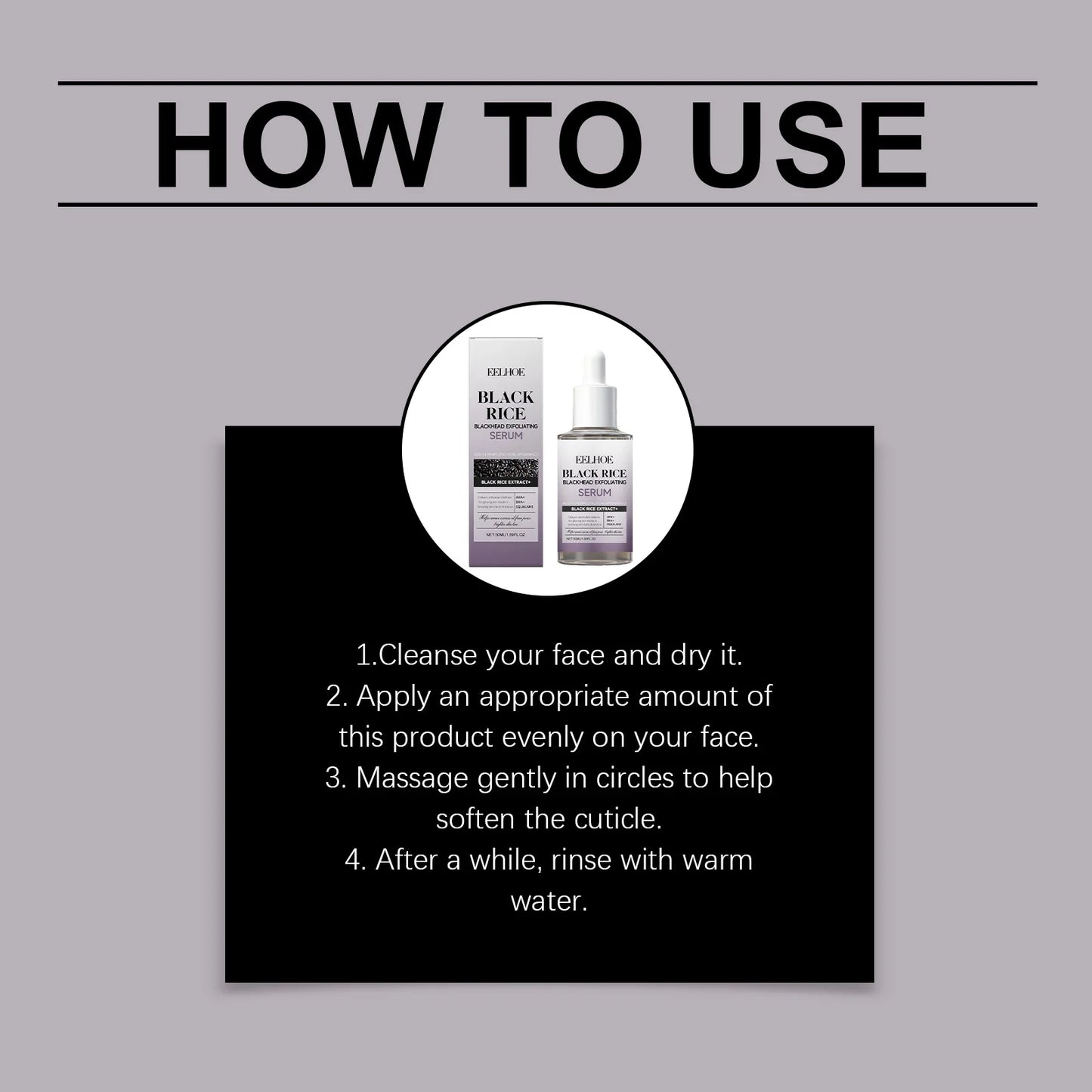 eelhoe Black & White Rice Exfoliating Serum Set BHA Niacinamide Pore Minimizing & Brightening Blackhead Whitehead Remover Skincare Set
