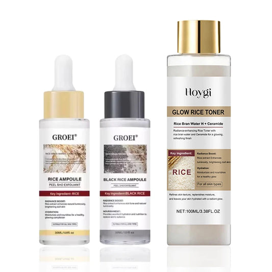 Hoygi Peel Shot Ampule Set Rice Toner Moisturizing Facial Essence Glowing Skin Water-oil Balancing Essence Revitalizing Skin Dullness