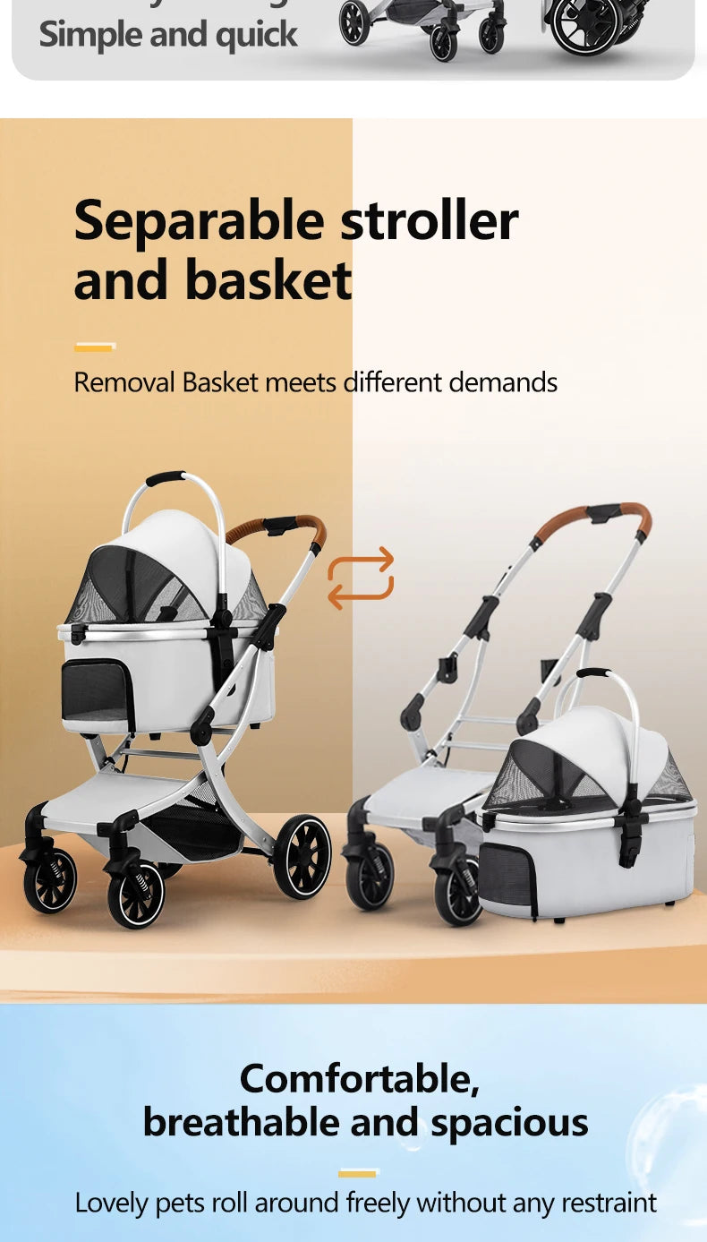 STLFFactory Price Foldable Pet Stroller with Shock Absorbers and Mesh Windows for Cats and Dogs