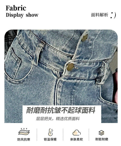 2025 Spring teen Kids girl Denim Jumpsuits Long Sleeve Overalls Children Fashion Jeans Loose Trousers Korean junior Girls Outfit