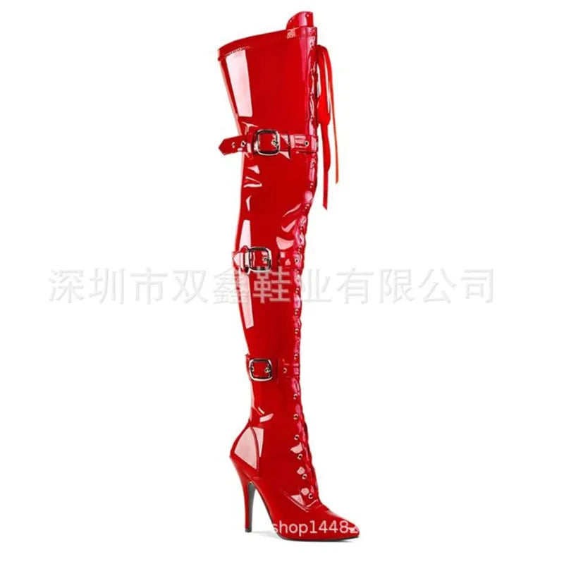 New Over Knee Boots High Quality Fashion Boots Sexy High Boots Fashion Women Boots 12cm Stiletto Boots 34-45 46 BBZAI