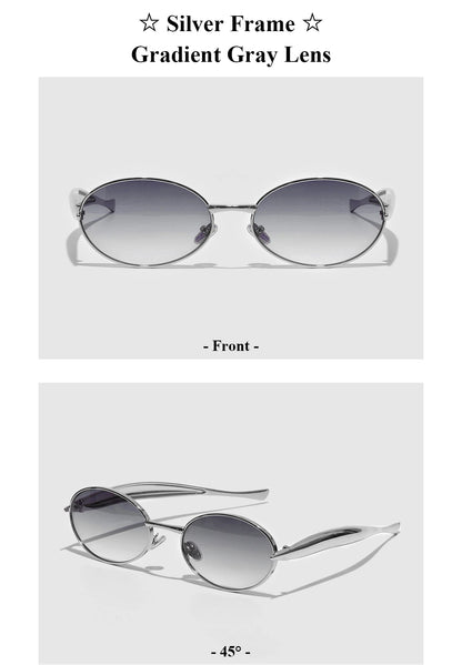 Ruiao 2026 Fashion Oval Sunglasses for Women Luxury Designer Metal Frame UV400 Sun Protection Shades Brand New Arrival Eyewear