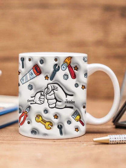 Personalized Dad Mug for Father's Day Custom Name Coffee Cup with 3D Text Effect Custom Name Coffee Cup Gift for Daddy Grandpa