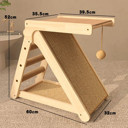 Wooden Cat Scratcher Cat Scratching Post Sisal Wear-resistant Cats Kitten Scratching Grinding Paws Toys Furniture Protector