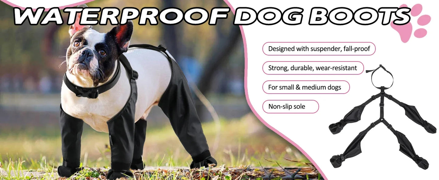 Best Anti-Slip Dog Shoes Pet Paw Protector Dog Rain Booties, Dirty-proof & Anti-fall Dog Outdoor Dog Suspender Sock Shoes