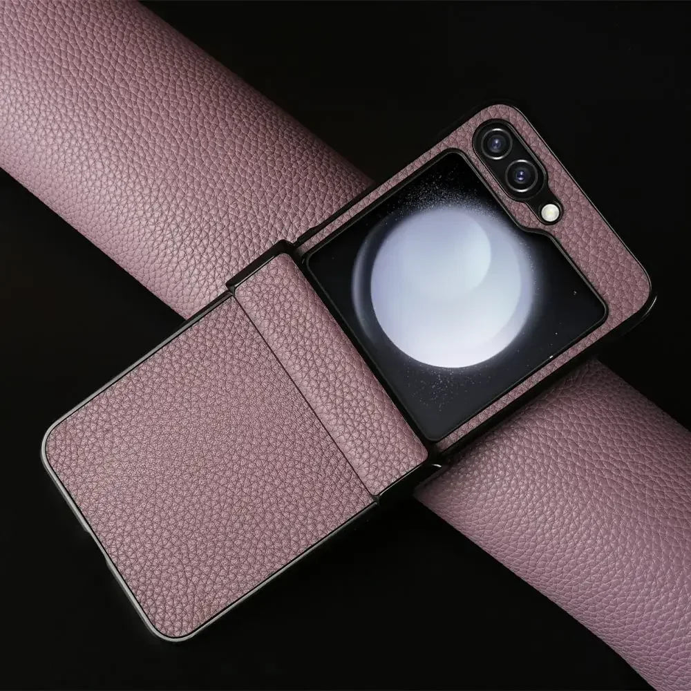 Luxury Hand Crafted Genuine Leather Case For Samsung Galaxy Z flip5 Phone Cover Galaxy Z Flip 3 flip4  Back Shell Coque Capa