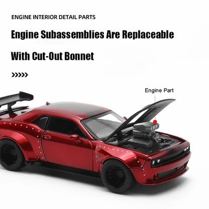 CCA 1:36 Dodge Challenger Alloy DIY Race Car - Detachable & Customizable Parts, Buildable Model Kit for Collectors