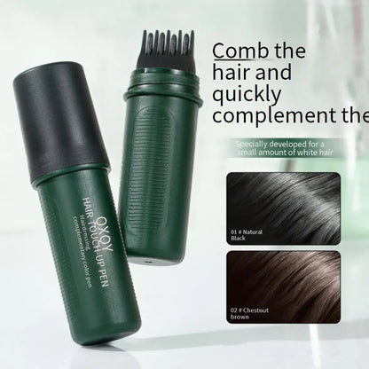 QXQY 2 in 1 Hair Color Pen Comb｜Instant Root Touch Up for Gray Hair｜Painless Natural Cover｜Gentle Formula for Men & Women