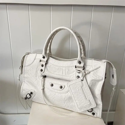 Paris Rivet Locomotive Bag ins Spice Girl Bag French Premium Sense Retro Trendy Portable Pillow Bag One Shoulder Crossbody Bag