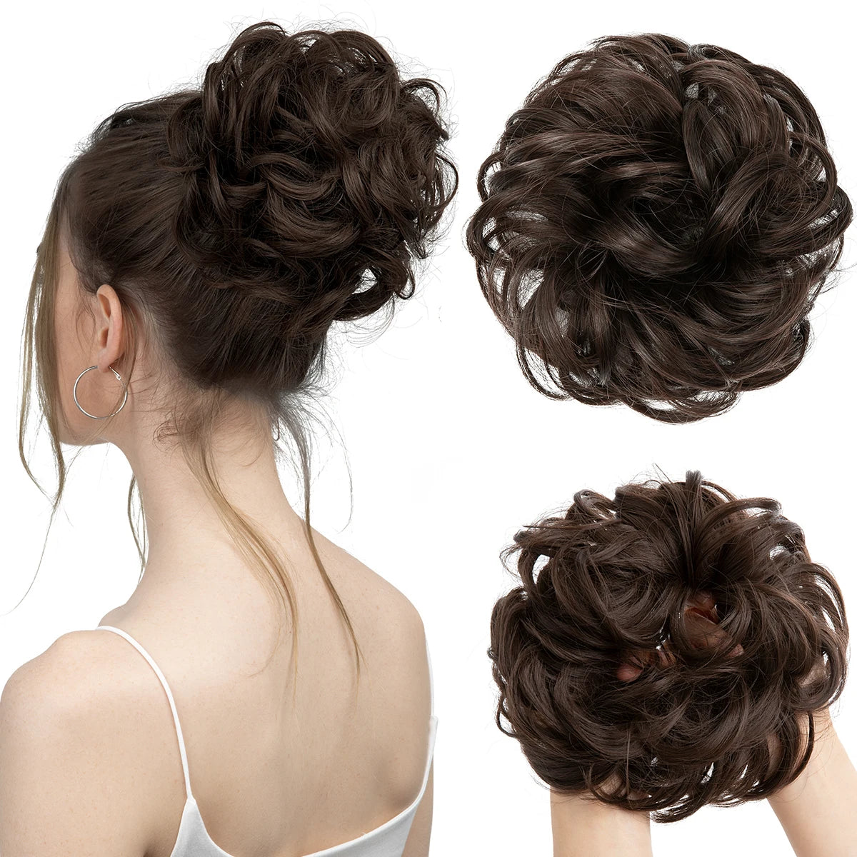 Synthetic Messy Hair Bun Extensions Big Curly Elastic Hair Scrunchies Hairpieces Chignon Donut Updo Hair Pieces for Women