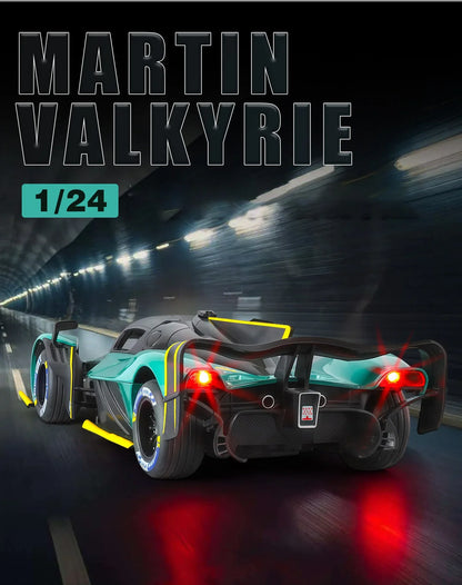 Aston Martin Valkyrie AMR PRO 1:24 Alloy Car Model Sound and Light Pull Back Toy Collectibles Gift