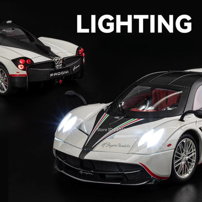 Pagani Huayra 1:18 Model Car Diecast Alloy Sport Cars Sound Light Pull Back Shock Absorption Models Festival Gift