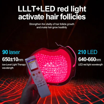 Anti Hair Loss & Scalp Care Hat, 6750mW High Power Light Therapy Cap, 210 LED 90 Laser 650/660nm for Fast Hair Growth Regrowth