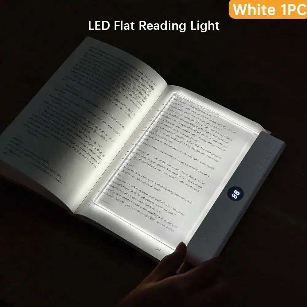 Book Light, Rechargeable Clear LED Flat Reading Light With & Timer, Dimmable Panel Plate Lamp Book Full Page Light For Reading In Bed At Night,Funny Gifts For Readers