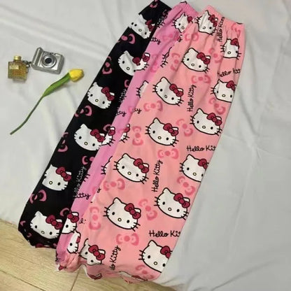 Hello Kitty pajamas summer thin loose casual pants cartoon walking home pants girlfriends can wear outside