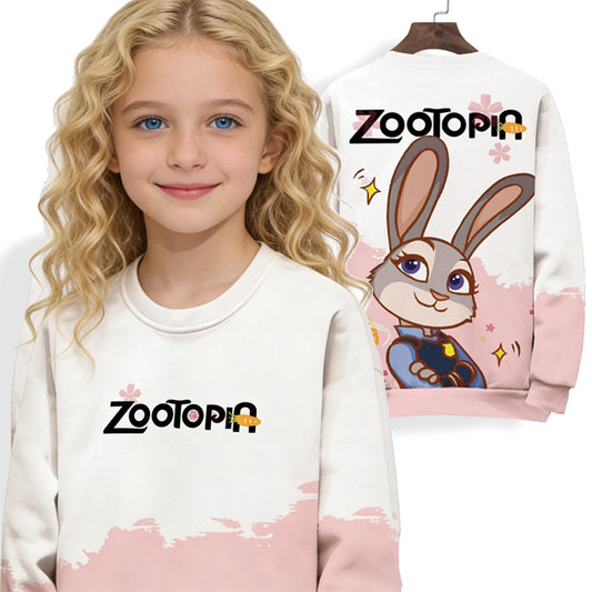 Kids Girl Versatile Casual Cartoon Sweatshirt  - Zootopia 2 Judy Theme, Family/Couple Wear for All Occasions