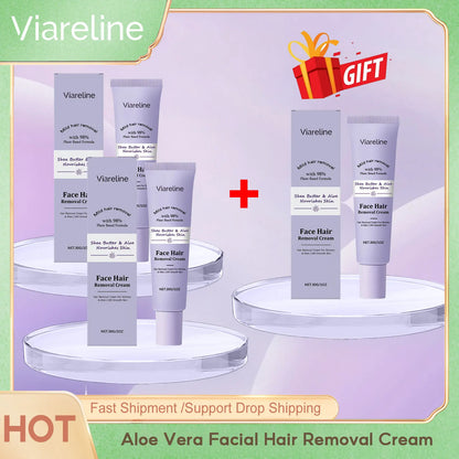 Viareline Aloe Vera Facial Hair Removal Cream Lasting Soothing Growth Inhibitor Good Smell For Women Man Body Remove Hair Creams
