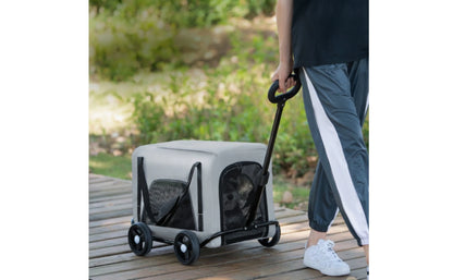 Rolling Pet Carrier Foldable Wheeled Pet Carrier Smooth Spacious for Small Pets, Travel, Vet Visits