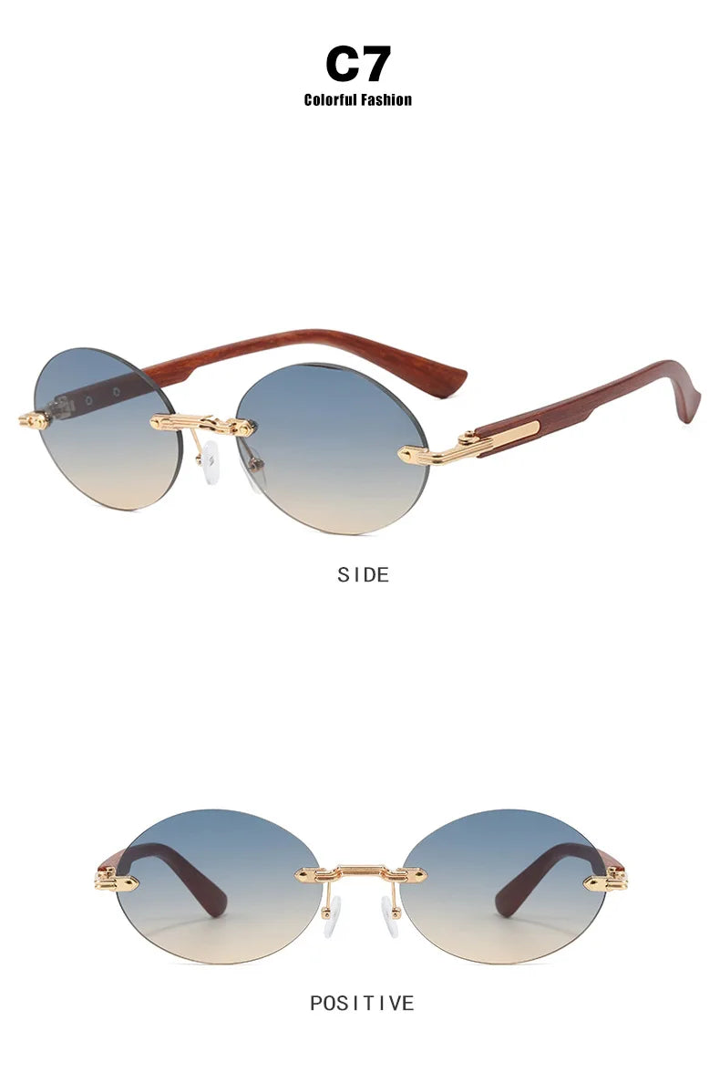 New Frameless Oval Sunglasses, High-end Light Luxury Women's Fashionable Summer Beach Vacation Sunglasses