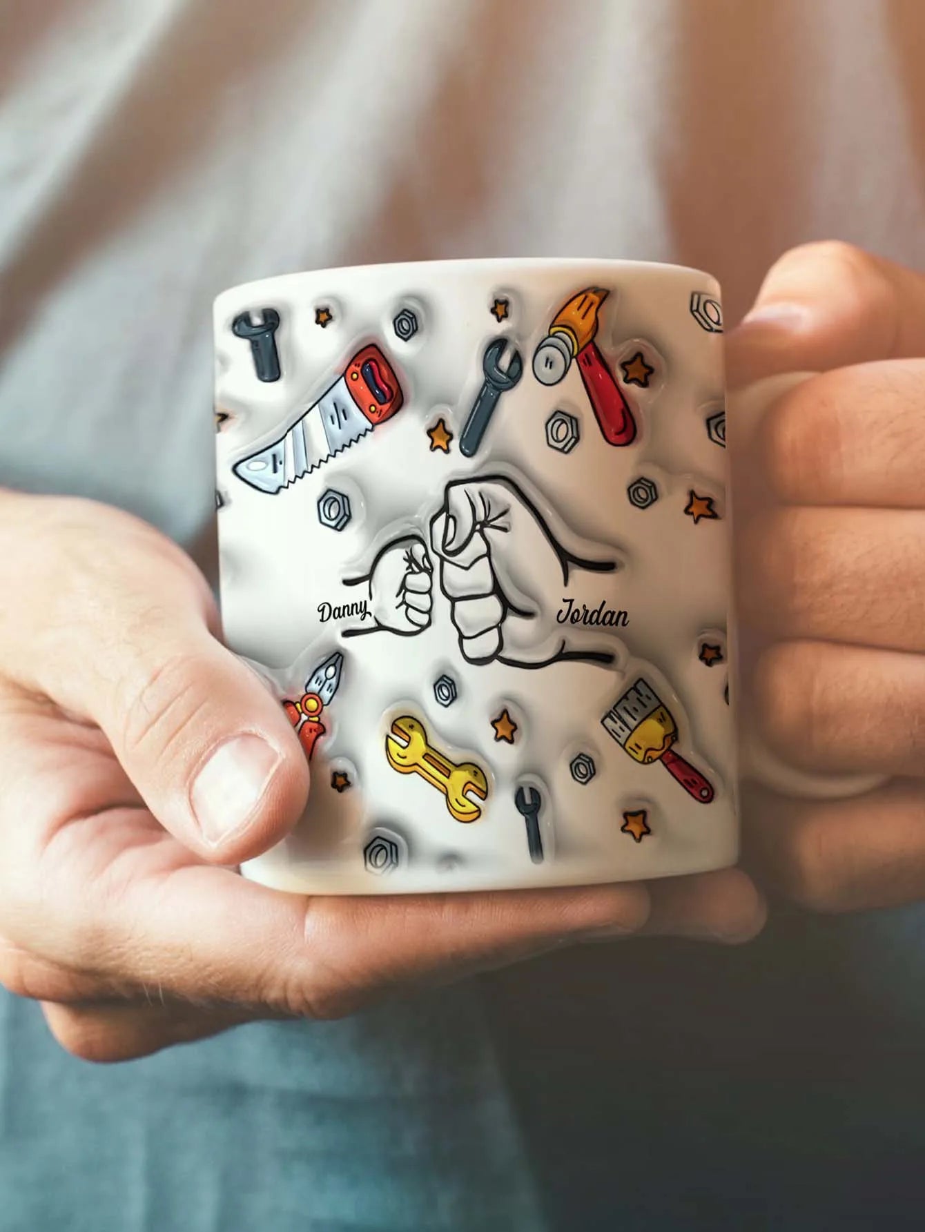 Personalized Dad Mug for Father's Day Custom Name Coffee Cup with 3D Text Effect Custom Name Coffee Cup Gift for Daddy Grandpa