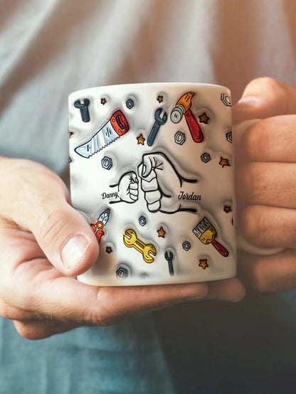 Personalized Dad Mug for Father's Day Custom Name Coffee Cup with 3D Text Effect Custom Name Coffee Cup Gift for Daddy Grandpa