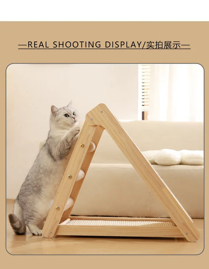 Wooden Cat Scratcher Cat Scratching Post Sisal Wear-resistant Cats Kitten Scratching Grinding Paws Toys Furniture Protector