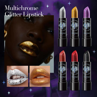 Glitter Lipstick Waterproof Long Lasting Diamond Pearlescent Metallic Lipstick Black Lipgloss Women Lips Makeup Cosmetic  - 6Colors