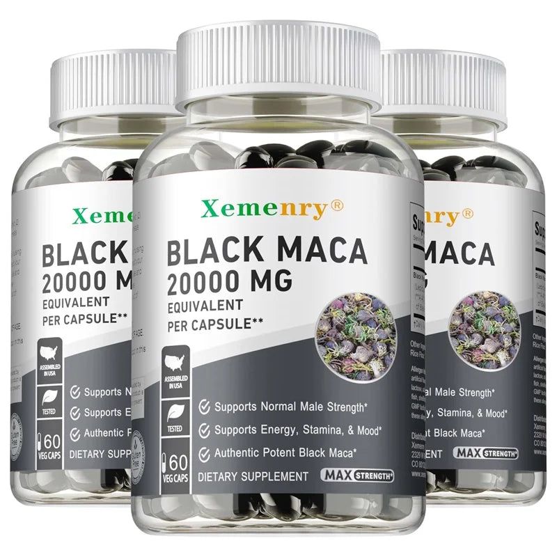 Black Maca Root Supplement - Improves Strength, Endurance and Mood, Enhances Performance and Boosts Energy