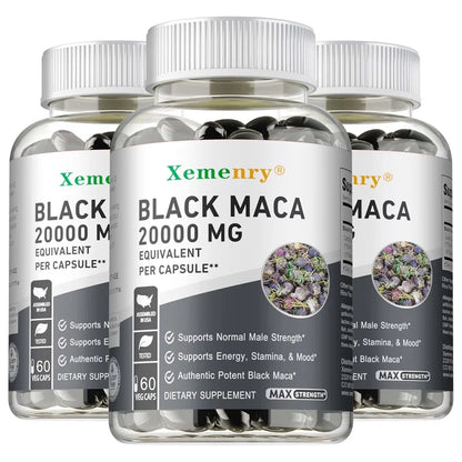 Black Maca Root Supplement - Improves Strength, Endurance and Mood, Enhances Performance and Boosts Energy