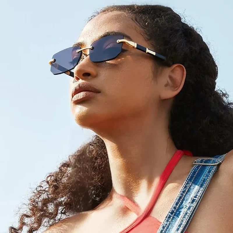 Fashion Punk Square Sunglasses Women Luxury Brand Small Frame Sun Glasses Female Rectangle Metal Mirror Oculos De Sol