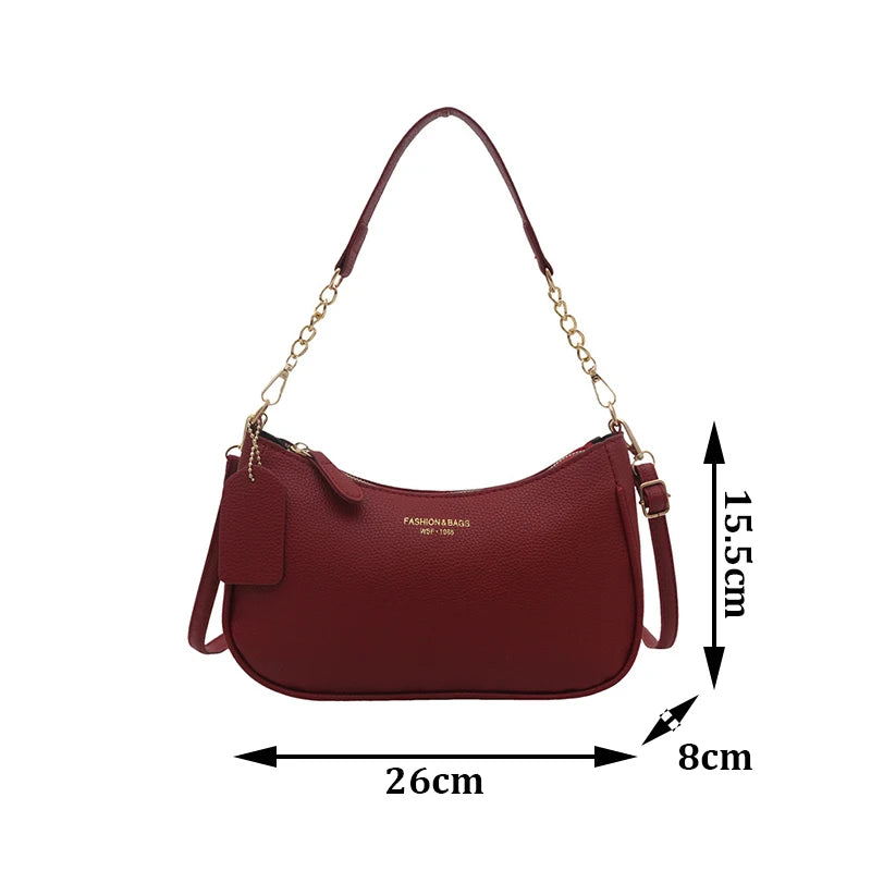 Cherry Pendant Crossbody Bag for Women PU Leather Crescent Bag Adjustable Strap Underarm Bag Closure Handbag for Work Travel