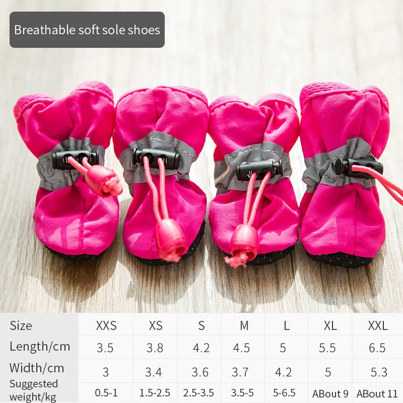 4 PCS set Of Waterproof Pet Dog Shoes, Anti Slip Soft Soled Rain Boots, Kitten Dog Shoes, Puppy Pet Boots, Pet Paw Accessorie