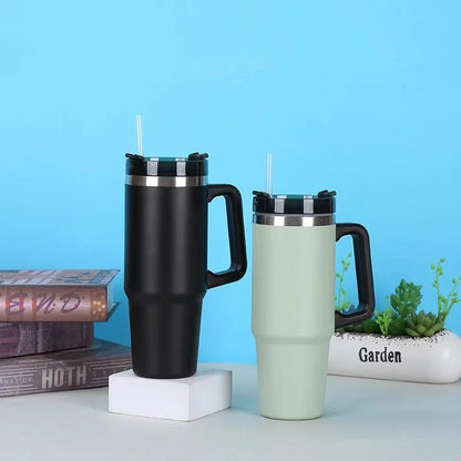 Stainless Steel Car Thermos Bottle Travel Sports Water Bottle Large Capacity with Handle Straw Mug Outdoor Coffee Cup 20oz/30oz