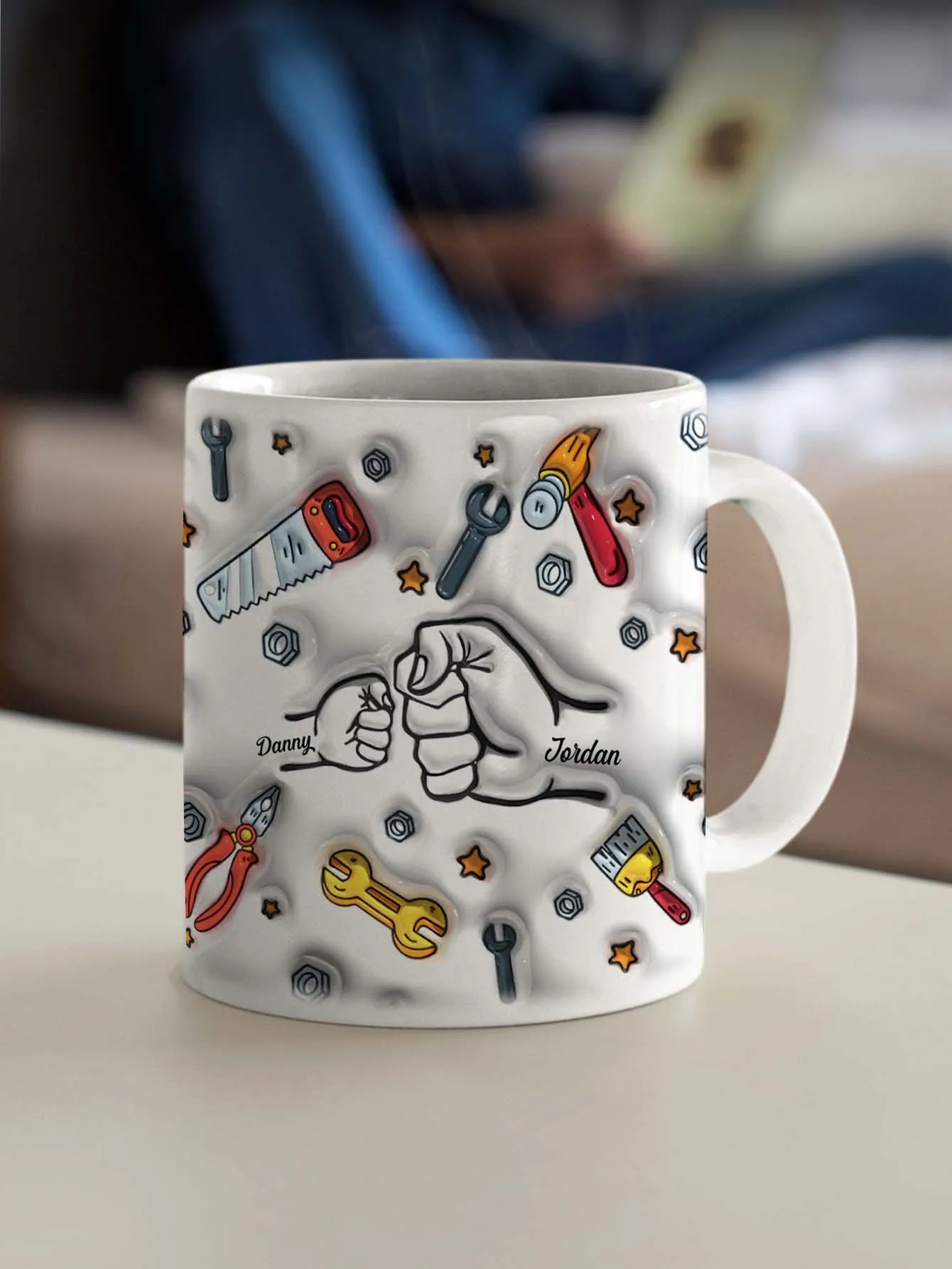 Personalized Dad Mug for Father's Day Custom Name Coffee Cup with 3D Text Effect Custom Name Coffee Cup Gift for Daddy Grandpa