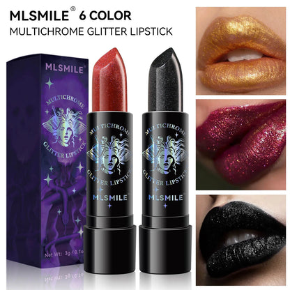 Glitter Lipstick Waterproof Long Lasting Diamond Pearlescent Metallic Lipstick Black Lipgloss Women Lips Makeup Cosmetic  - 6Colors