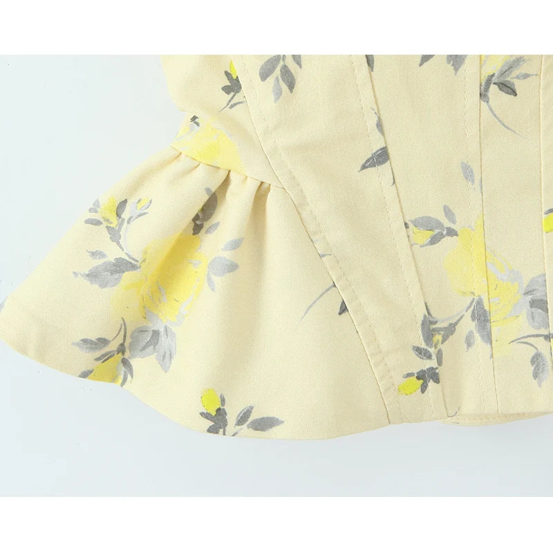 Chic Elegant Corset Top Backless Short Cami Tops New 2026 Summer Fashion Floral Printed Sexy Party Night Tops