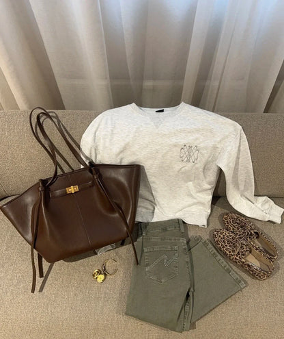 2026 Women's Large Capacity Commuter Tote Bag Female Fashion Luxury Pu Leather Handbags Chic Trend Underarm Bag