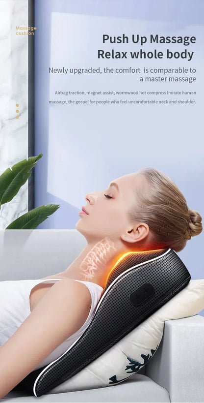 New Style Electric Massage Neck Pillow Shiatsu Head Cervical Ttraction Body Back Waist Massager Car Heating Vibrating Massage