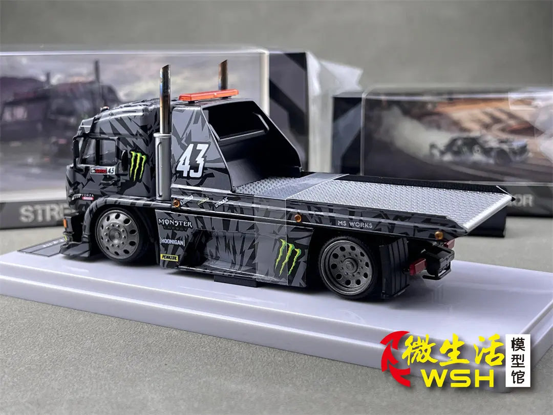 SW 1:64 Ford Mustang Hoonicorn RTR KamaZ Modified Trailer Simulation Static Alloy Car Model Gift Toy.