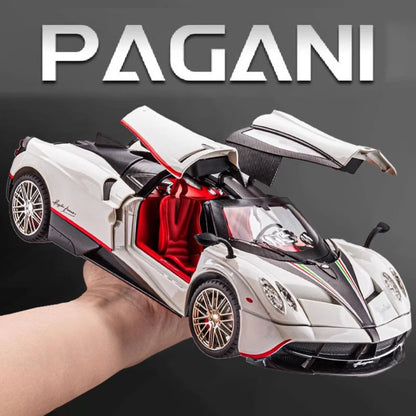 Pagani Huayra 1:18 Model Car Diecast Alloy Sport Cars Sound Light Pull Back Shock Absorption Models Festival Gift
