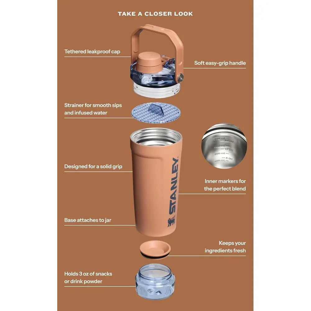 Insulated Stainless Steel 20 oz Shaker Cup | Base Storage and Lid | Protein Shakes and Pre-Workout Powder | BPA-Free | Sage Grey