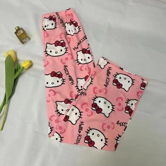 Hello Kitty pajamas summer thin loose casual pants cartoon walking home pants girlfriends can wear outside