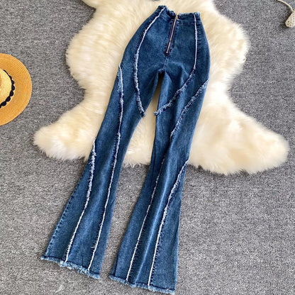 Two Pieces Women Pant Set Denim Matching Set Solid Camisole Sleeveless Top Zipper Fly Empire Waist Full Length Pants 2026 Summer