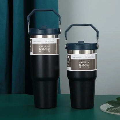 Thermal Water Bottle With Straw Outdoor Sport Coffee Cup Car Insulated Cup Tumbler Vacuum Flask Travel Thermal Mug 20oz/30oz