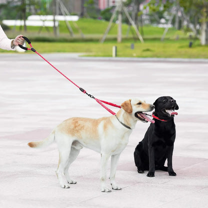 Double Dog Leash, Dual Dog Leash, 360 Swivel Tangle Free Bungee Walking Training Leash for Large Medium Dogs, Shock Absorbing Bu