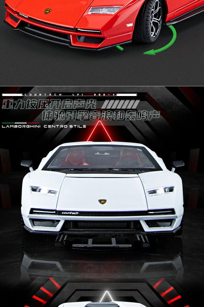 Lamborghini Countach LPI 800-4 Simulation1:24  Diecast Metal Alloy Model car Sound Light Pull Back CollectionToy Gifts