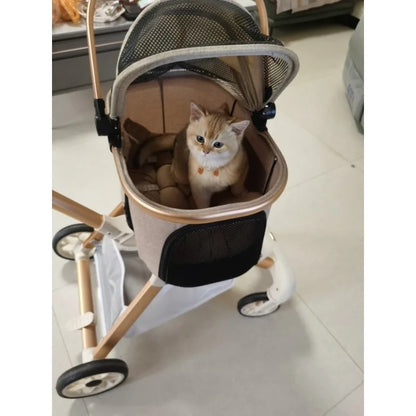 Luxury Pet Stroller 3 in 1  with 4 Wheels for Medium Small Size Dogs and Cats Detachable Carrier for Puppy Kitty Doggie Stroller