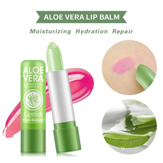Aloe Vera Temperature Color Change Lipstick Moisturizing Lip Balm Long Lasting Waterproof Nourishing Lip Korean Makeup Cosmetics