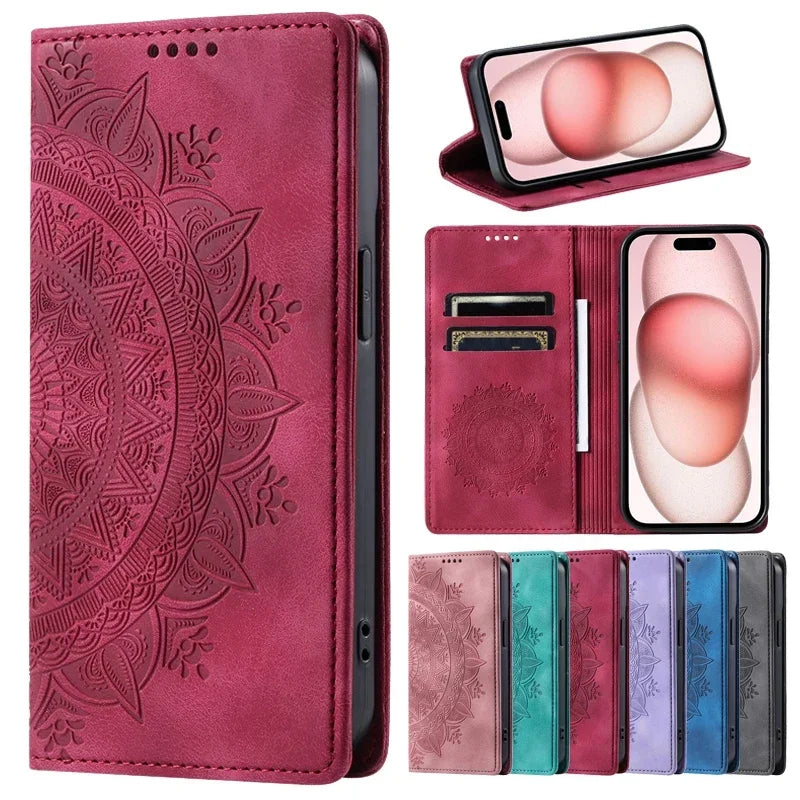 Wallet Luxury Phone Case For Xiaomi Redmi 9A 9C NFC Note 9S 9 Pro Max Redmi9 Power 9T Leather Magnetic Flip Cover Totems Coque